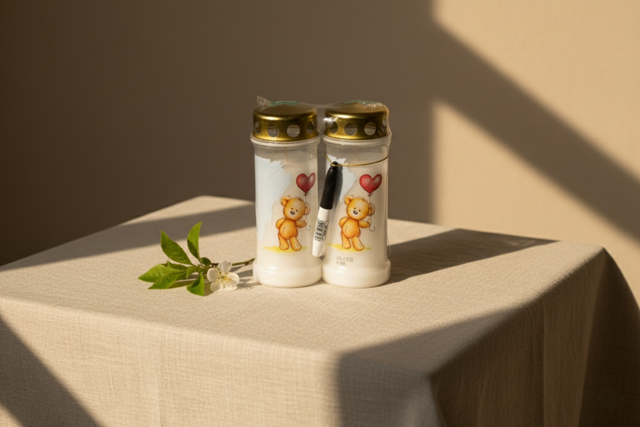 Set 2 candele plastic cu marker inclus - ursuleti (70 ore)