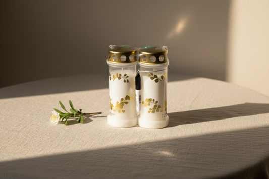 Set 2 candele plastic cu marker inclus - frunze (70 ore)