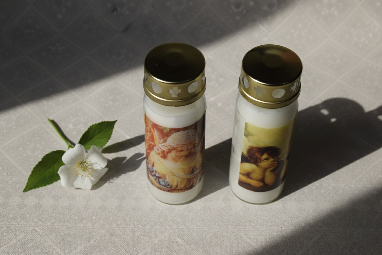 Set 2 candela sticla capac (72 ore)