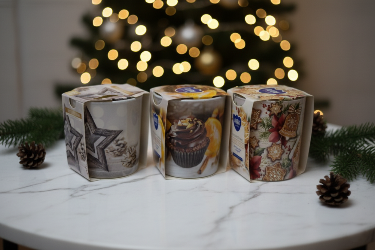 Set 3 lumanari parfumate de Crăciun