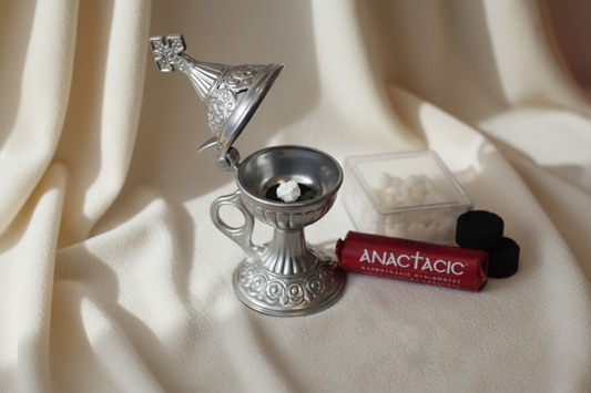 Set cățui metalic,tamaie si carbune